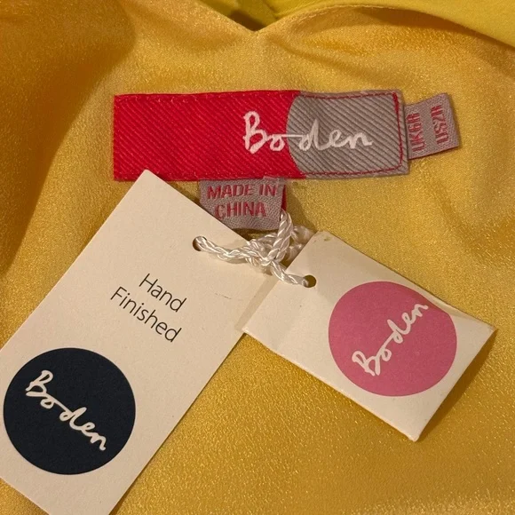 Boden NWT Size 2  Beautiful Yellow Sleeveless Dress with Floral Beaded Neckline - Picture 9 of 12